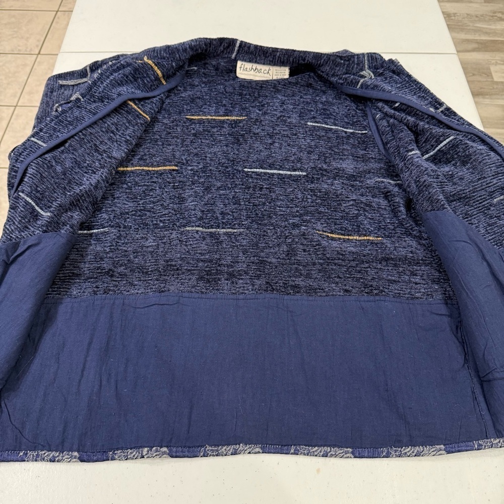 Flashback Jacket Blue/Gold Blazer Velvet Satin Patchwork Boho Women’s Size Small - Picture 16 of 16